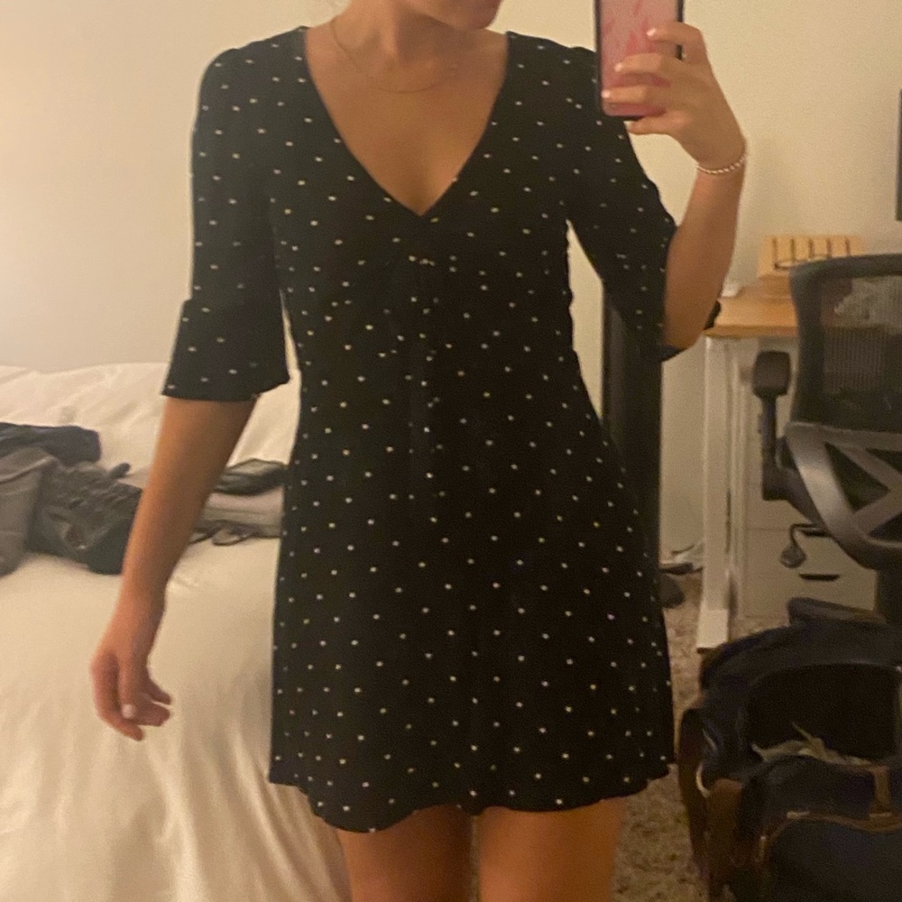 Polka dot, tie in the front dress